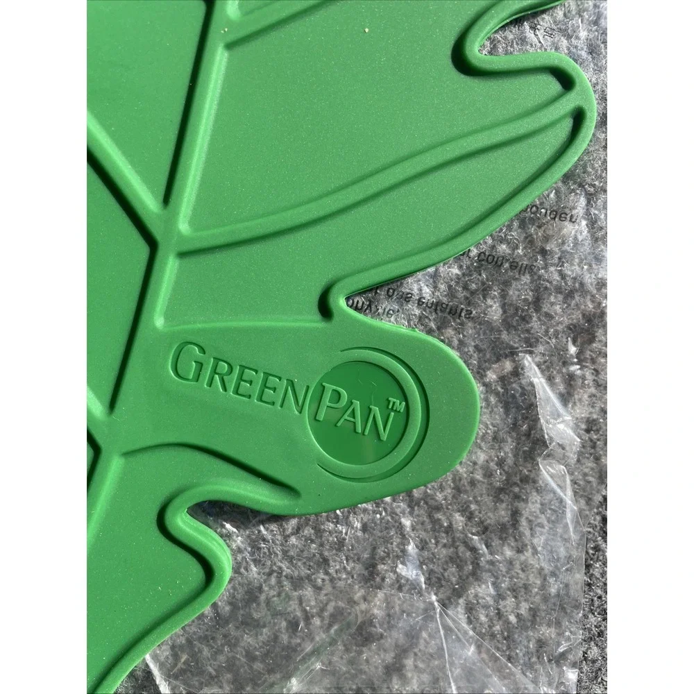 Pair BRAND NEW Green Pan Silicone Green Leaf Trivets Tropical Nature - Picture 6 of 9